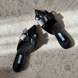 Prada Black Bow Mules